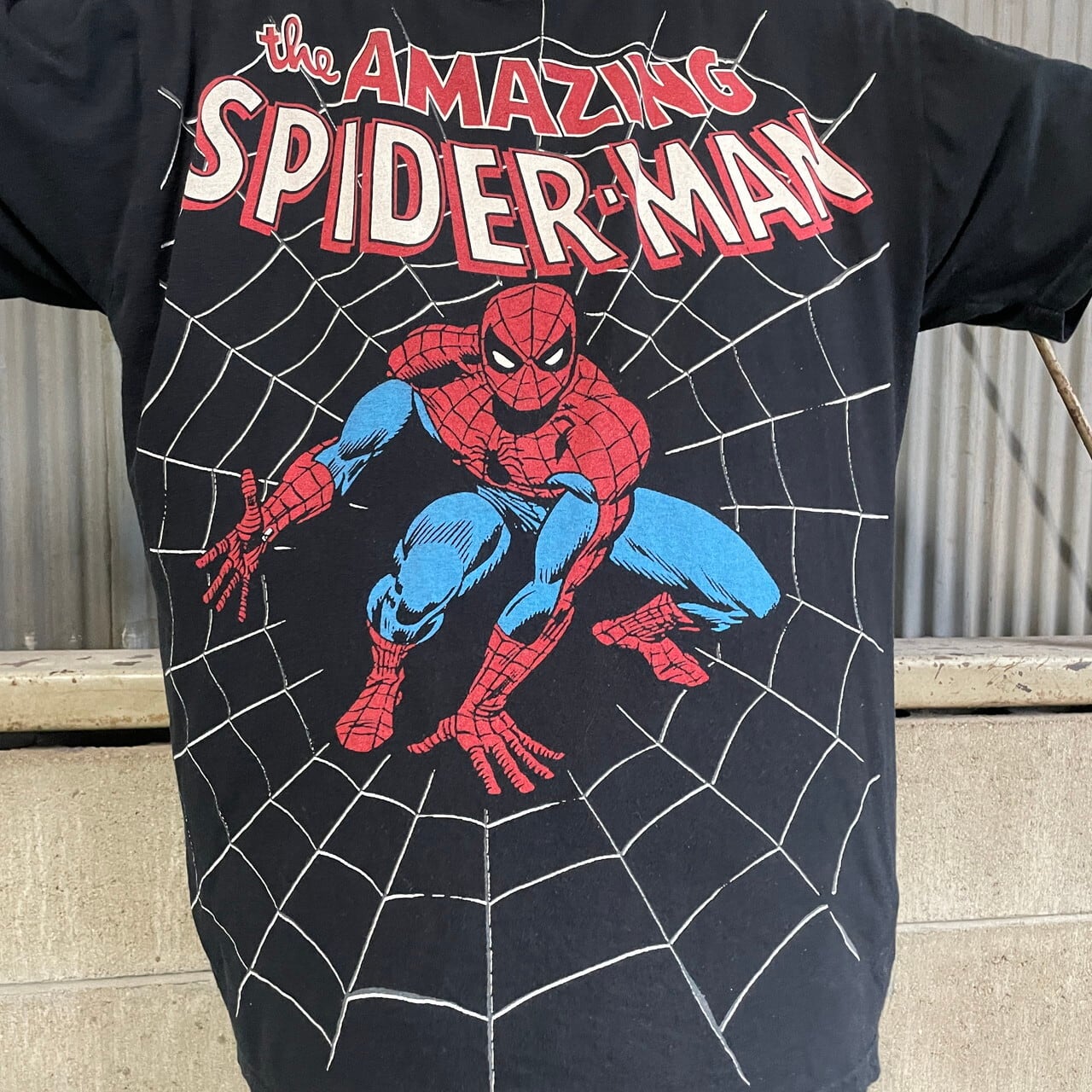 Giant SPIDER MAN スパイダーマン 大判プリント 映画 ムービーTシャツ メンズM /eaa347331