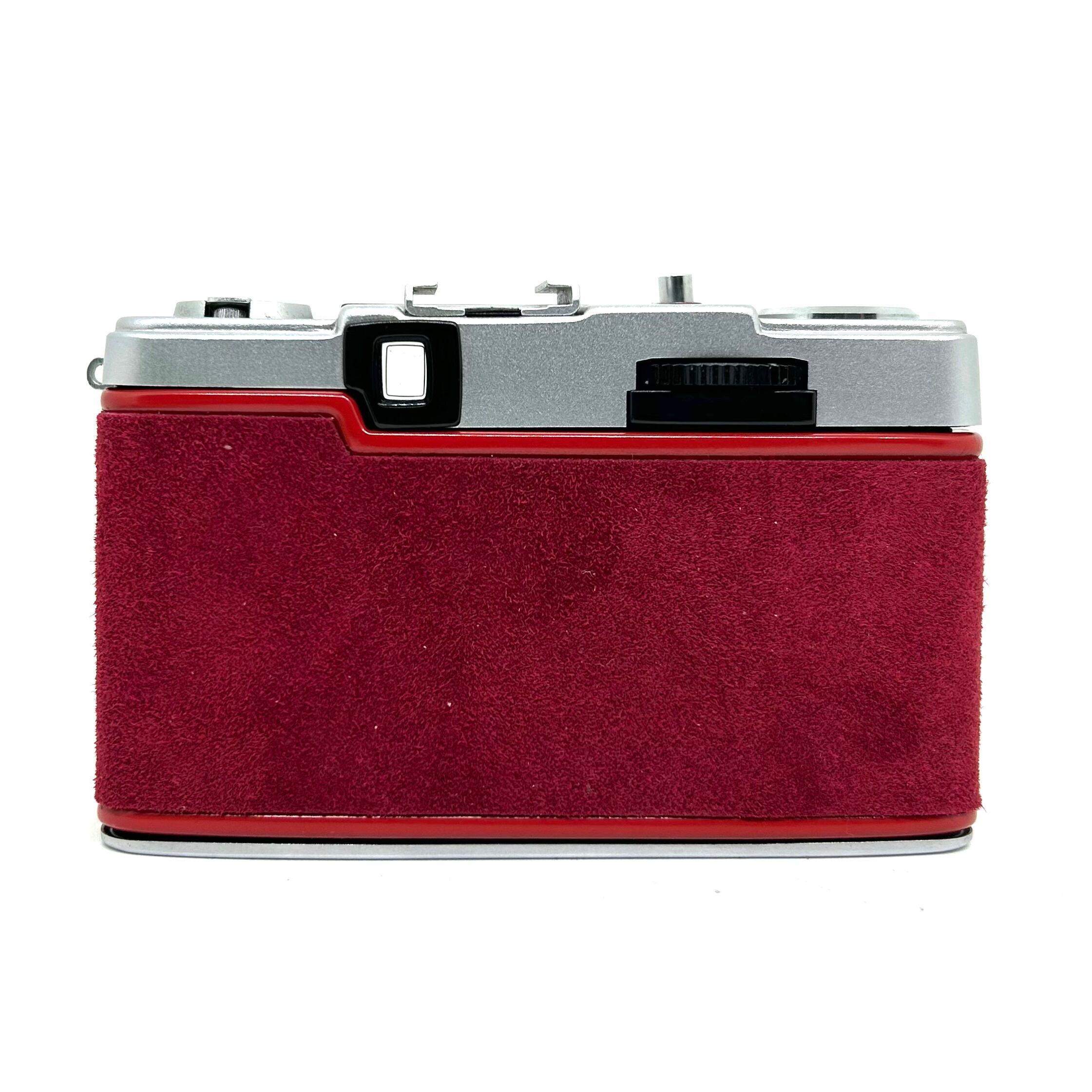 整備済 OLYMPUS EE-2 シルバー 外装リメイク 動作OK 赤ベロOK 26-002 リメイクカメラ OLYMPUS PEN-EE2（ワインレッド・ショッキング