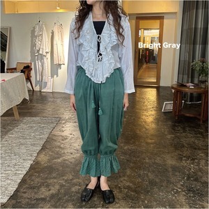 BUNON(ブノン) Ruffle Ribbon Blouse カディシルク ラッフル衿ブラウス