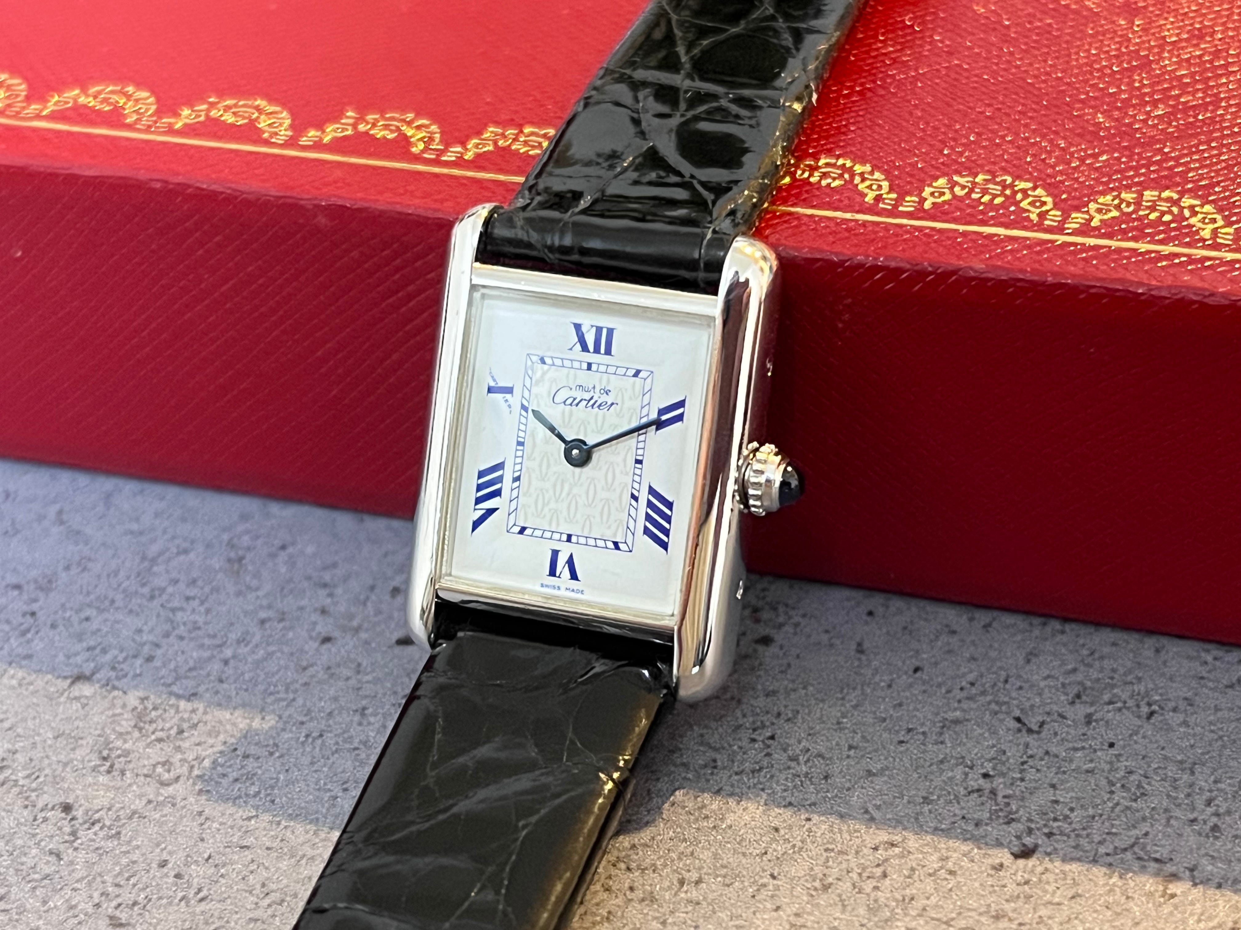 新品 カルティエ Cartier 腕時計用 ベルト ライトブルー クロコダイル