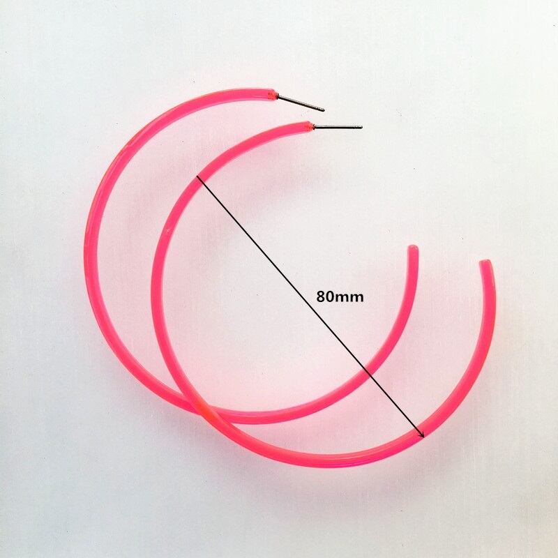 クリアフープピアス-L ピンク 蛍光 ネオンカラー ダンス クラブ イベント フェス 目立つ カラフル 軽い
