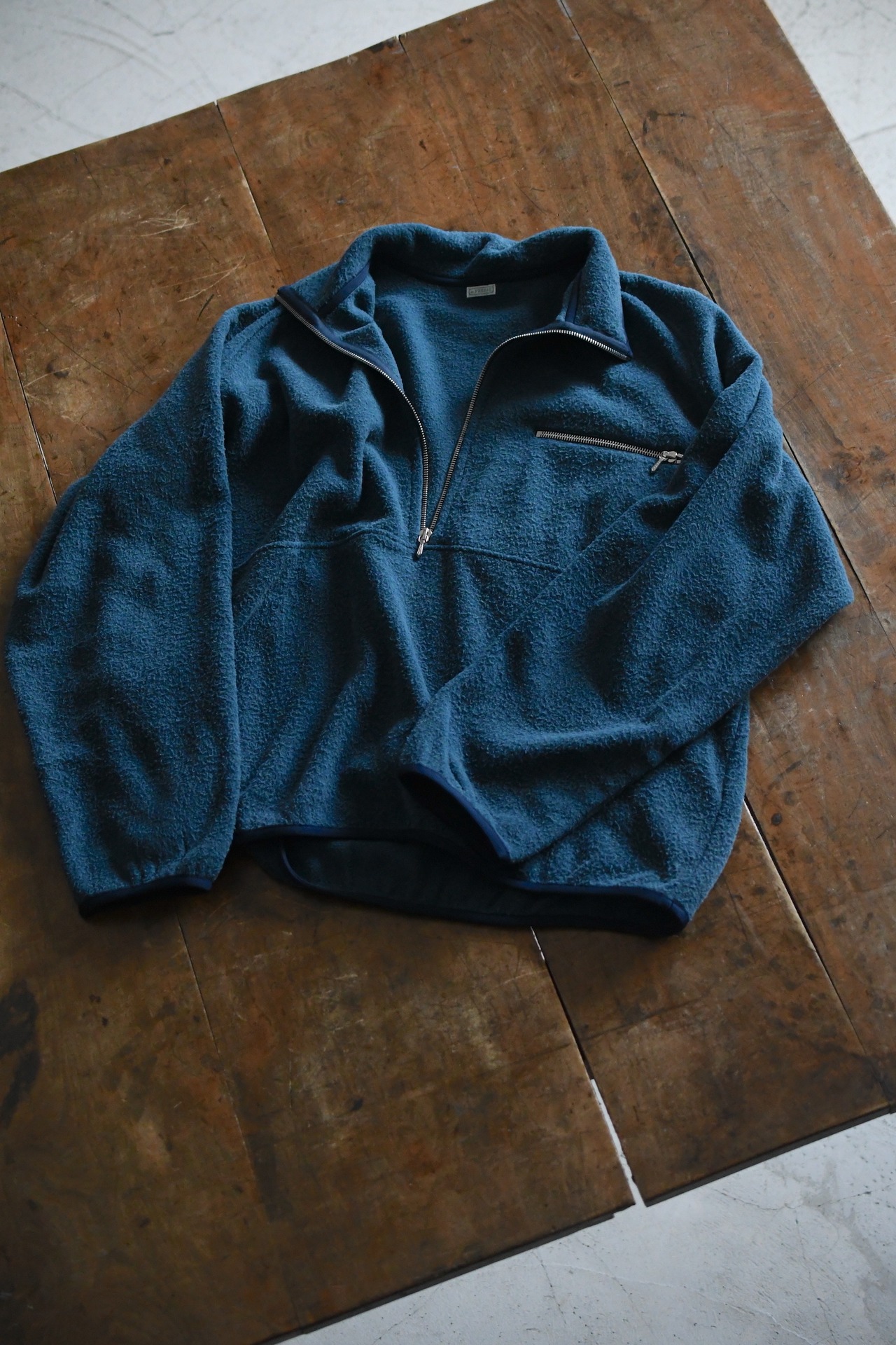 A.PRESSE / Vintage Silk Fleece Harf ZIP Jacket (Blue)