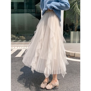 アシンメトリー シアー ドレープ プリーツ スカート 7color 10319