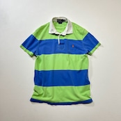 Ralph Lauren ボーダー ラガーポロシャツ ラルフローレン グリーン ブルー L 古着