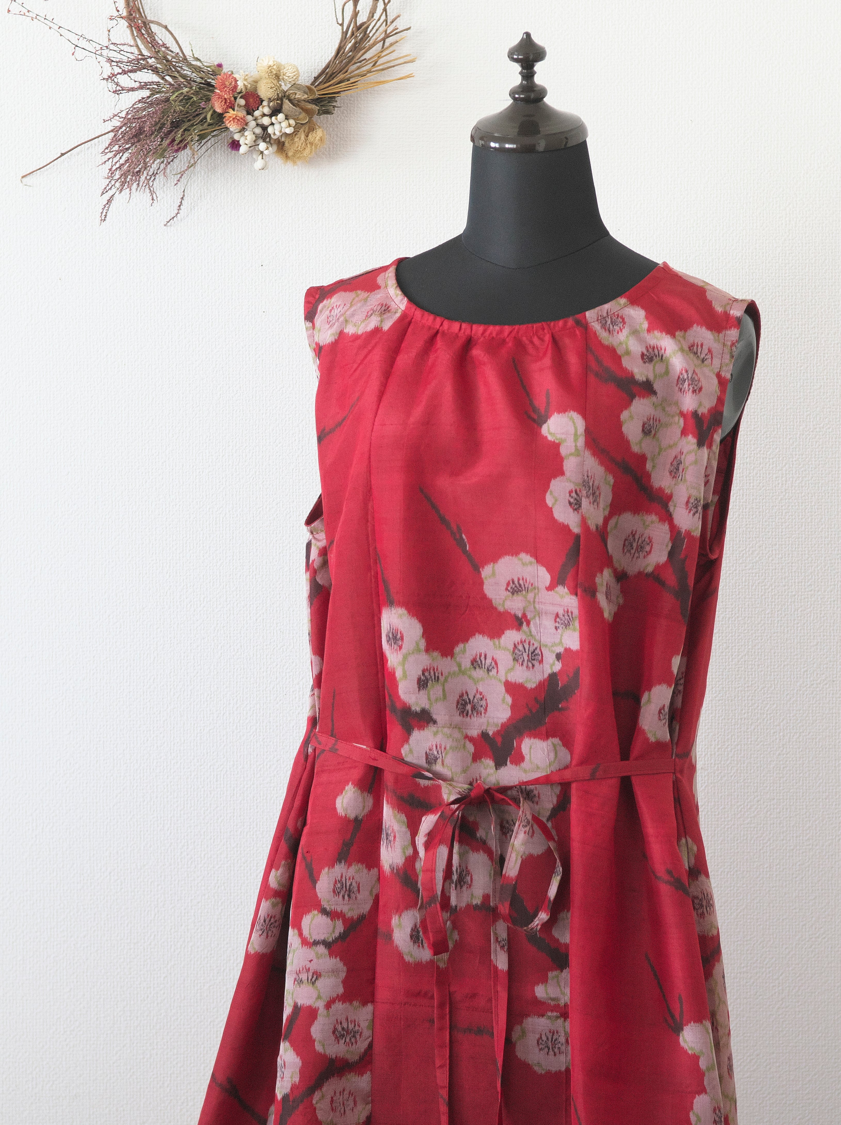 古布襤褸布に色々な布をペイントしたキャミソールワンピース