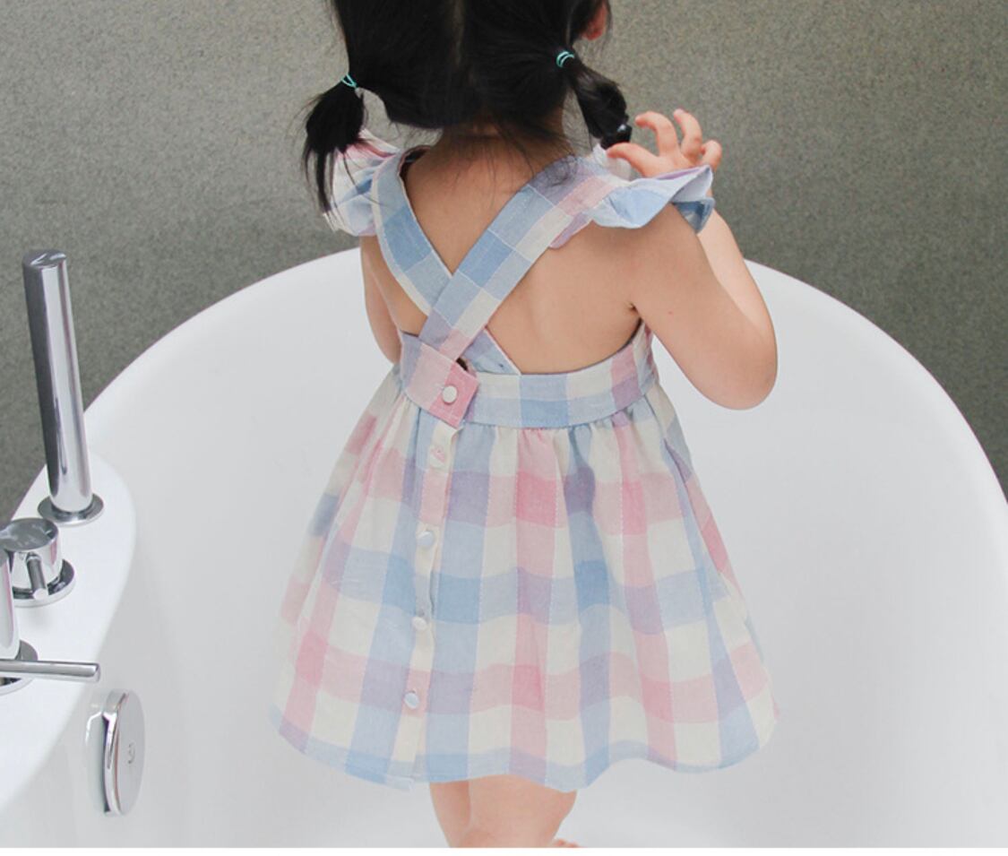 パステルバッククロスワンピース》》》》》海外子供服 ガール 春夏 ドレス パステルカラー