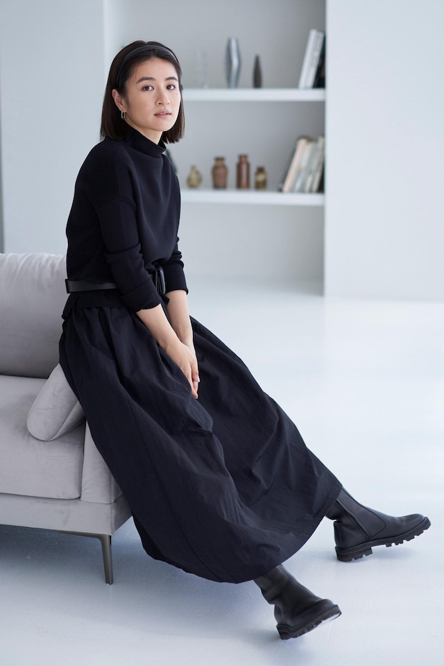 Taffeta Long Skirt - BLACK