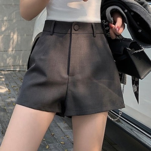 2024 春夏パンツ ショート丈 ハイウエスト 脚長効果 美脚効果 細見え 夏 黒 かわいい カジュアル 韓国ファッション レディース お出かけ