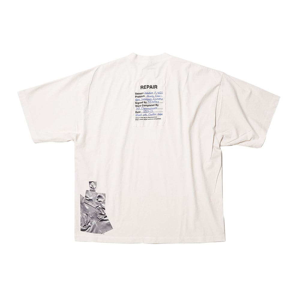 【国内買付】doublet GAFFER TAPE REPAIR T-SHIRT Tシャツ WHITE 24AW】doublet GAFFER TAPE REPAIR T-SHIRT (WHITE) 24AW45CS351