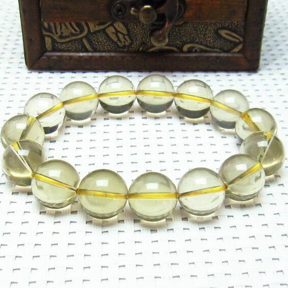 ミルキークォーツ イエロー ブレスレット 14mm おまかせ便 111-1707