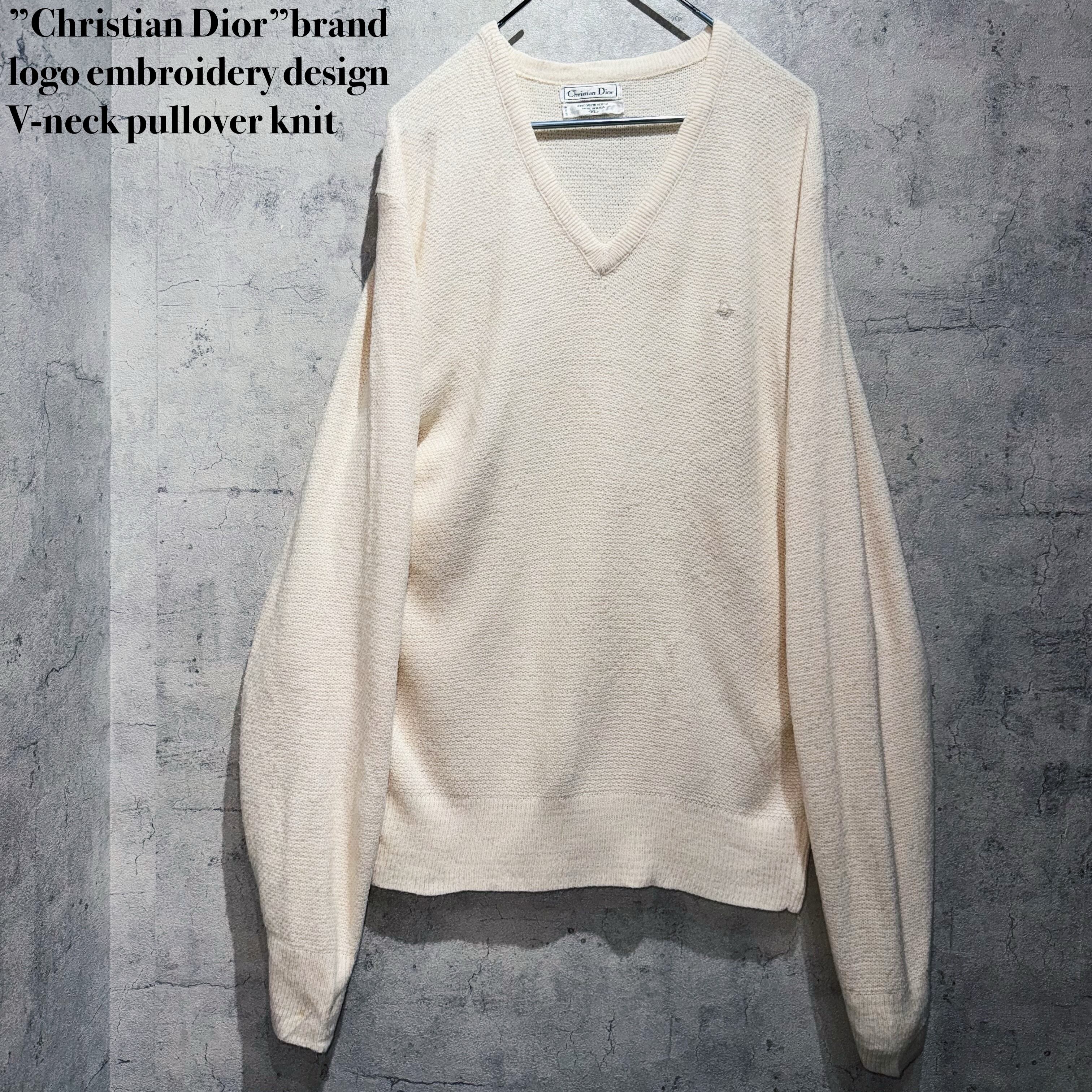 ”Christian Dior”brand logo embroidery design V-neck pullover knit