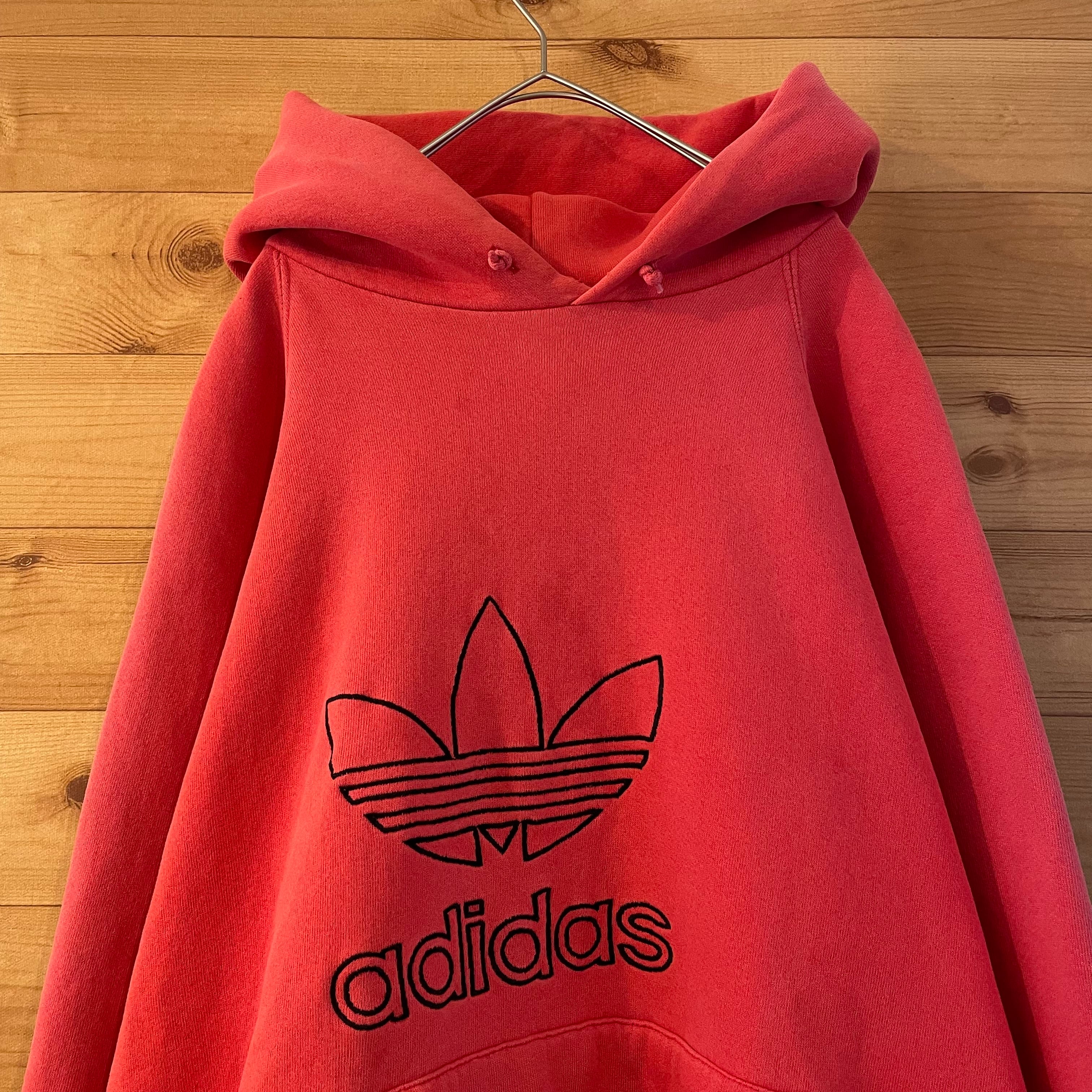 adidas】80s USA製 トレフォイル 刺繍ロゴ 万国旗タグ プルオーバー 肉