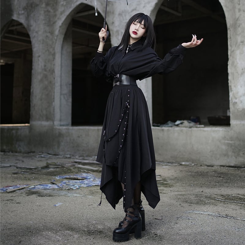 SEASONZ 長袖シャツ ウエストベルト付き 大人ゴシック 病み可愛い ストリート系 地雷系 バンギャ ゆめかわ