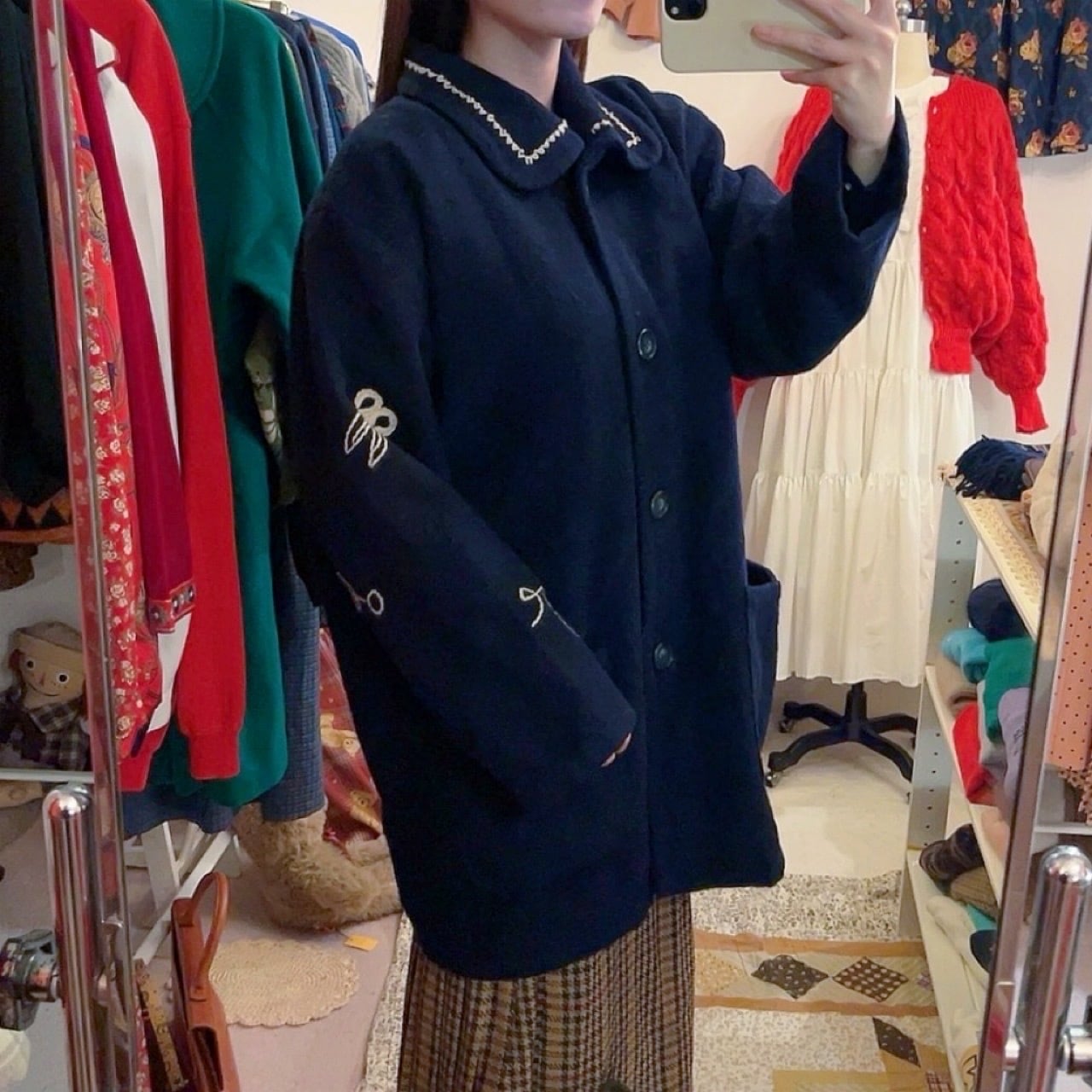 sewing kit embroidery navy coat