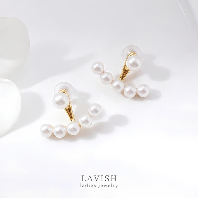 5連パール ピアス  ｜ 両耳セット レディース