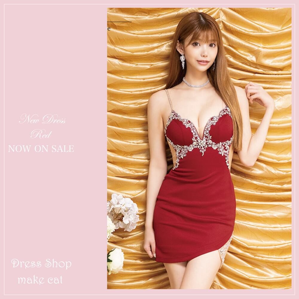 【AngelR】【即納】【当店特別価格】【税込】アッパーフラワービジュー / Vカット / メッシュ / タイトミニドレス 24340 | AR24340