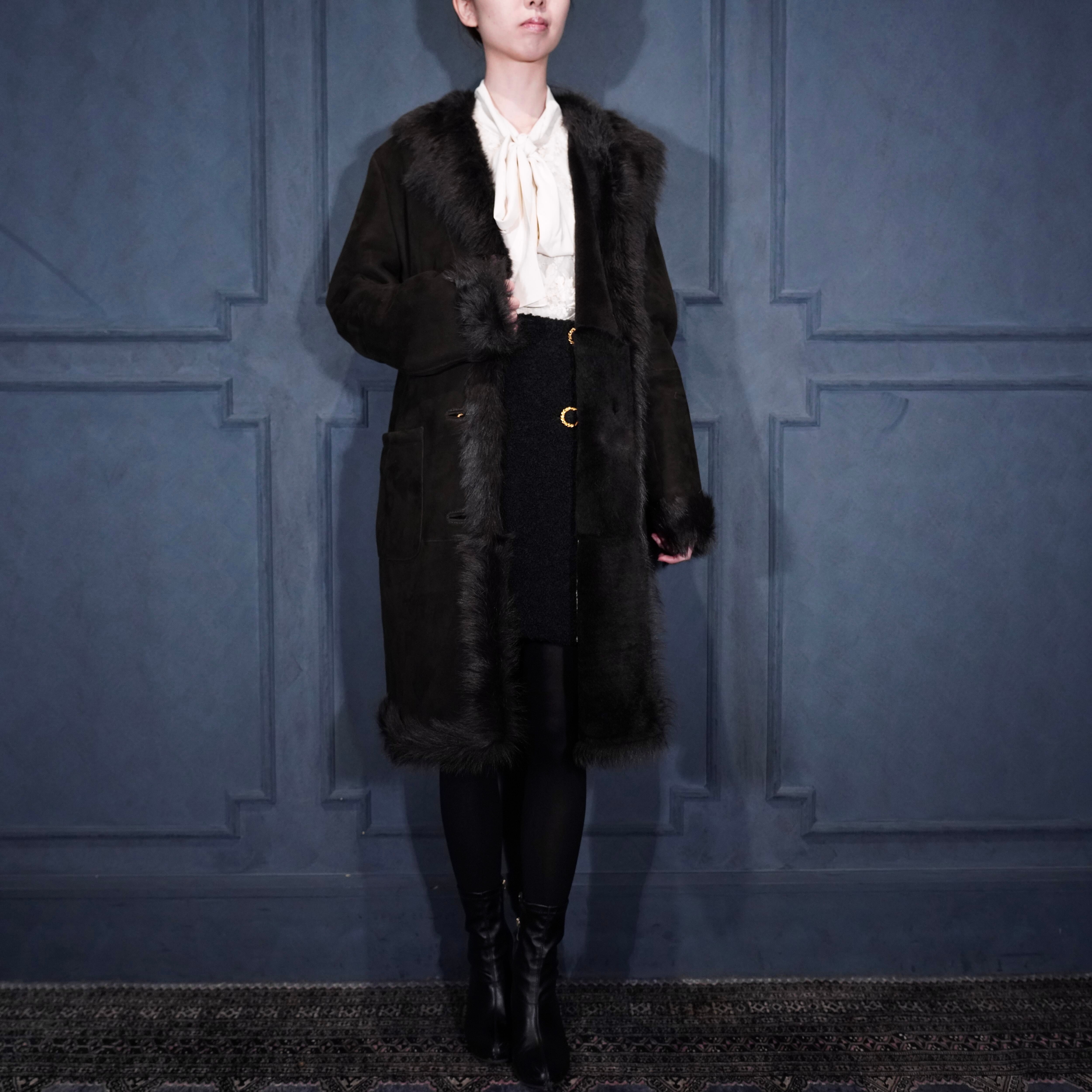 Max Mara STUDIO MOUTON LEATHER LONG COAT/マックスマーラムートン