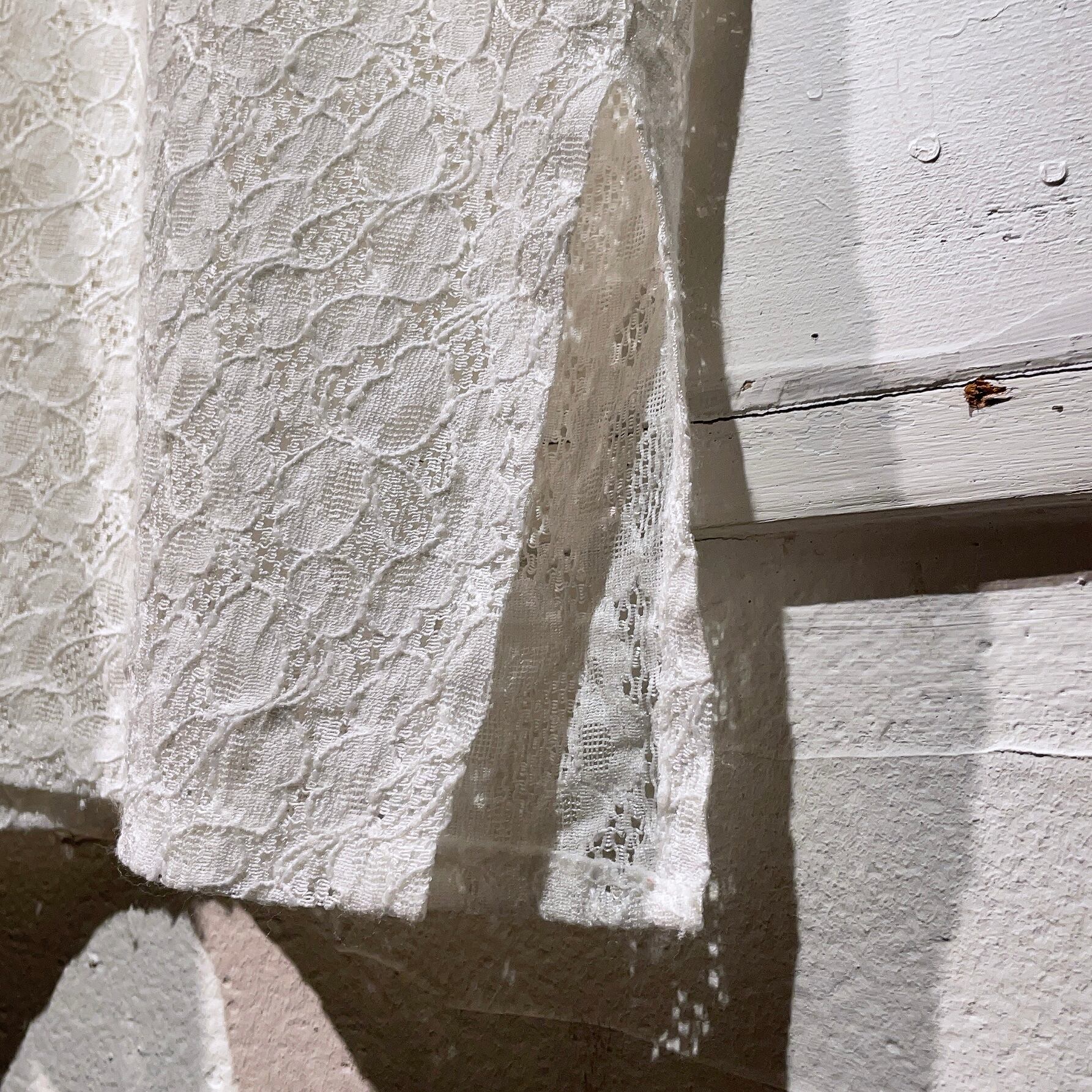 white flower lace embroidery open collar vintage shirt