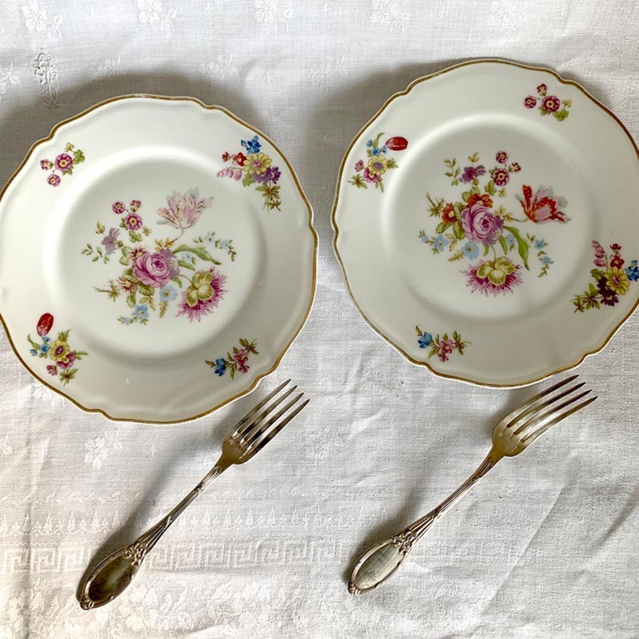 ケーキ皿　パステルカラーのお花　花リム　リモージュ 12twcs16