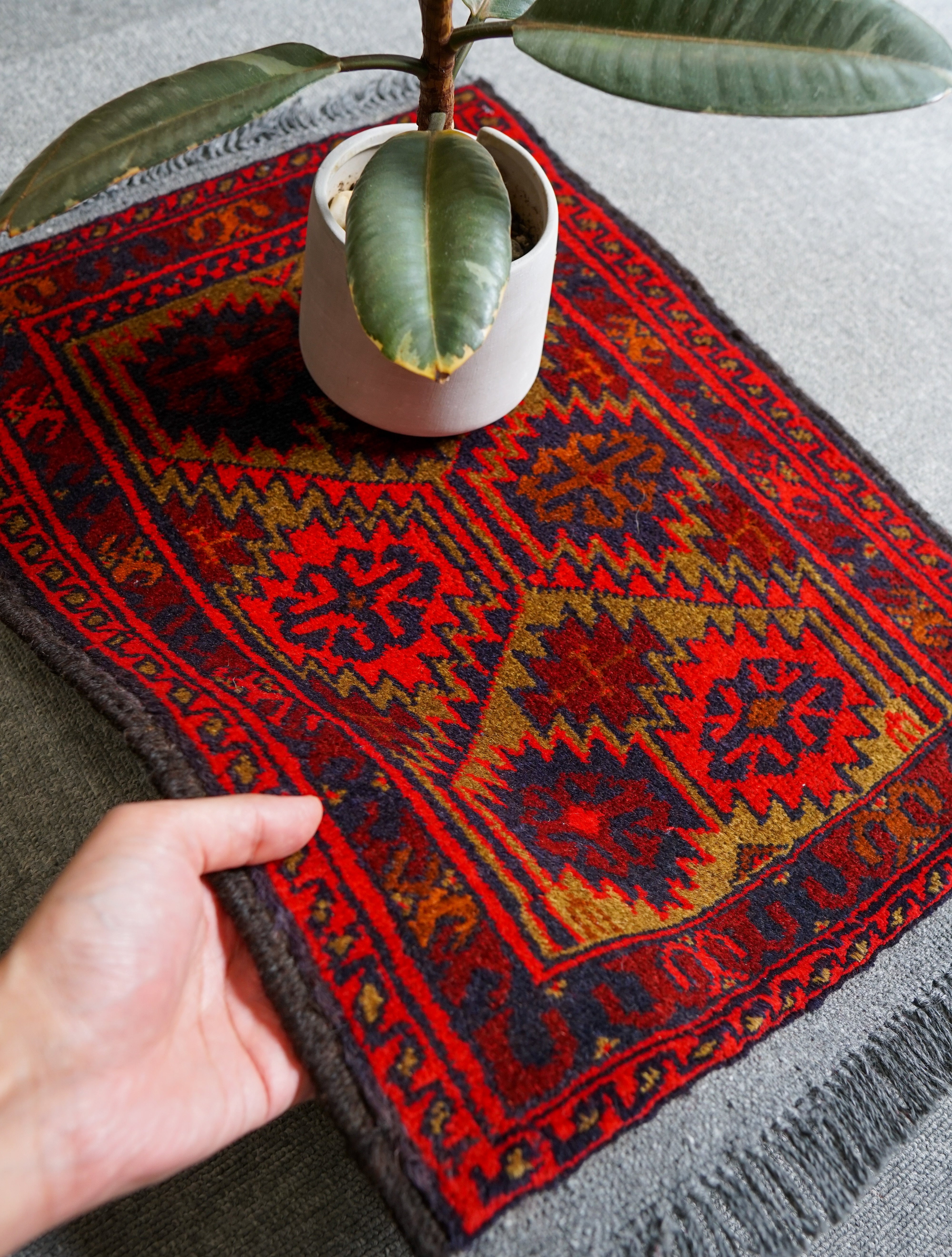 手織り ペルシャ ギャッベ 120×40cm ランナー ギャベ 手織り絨毯