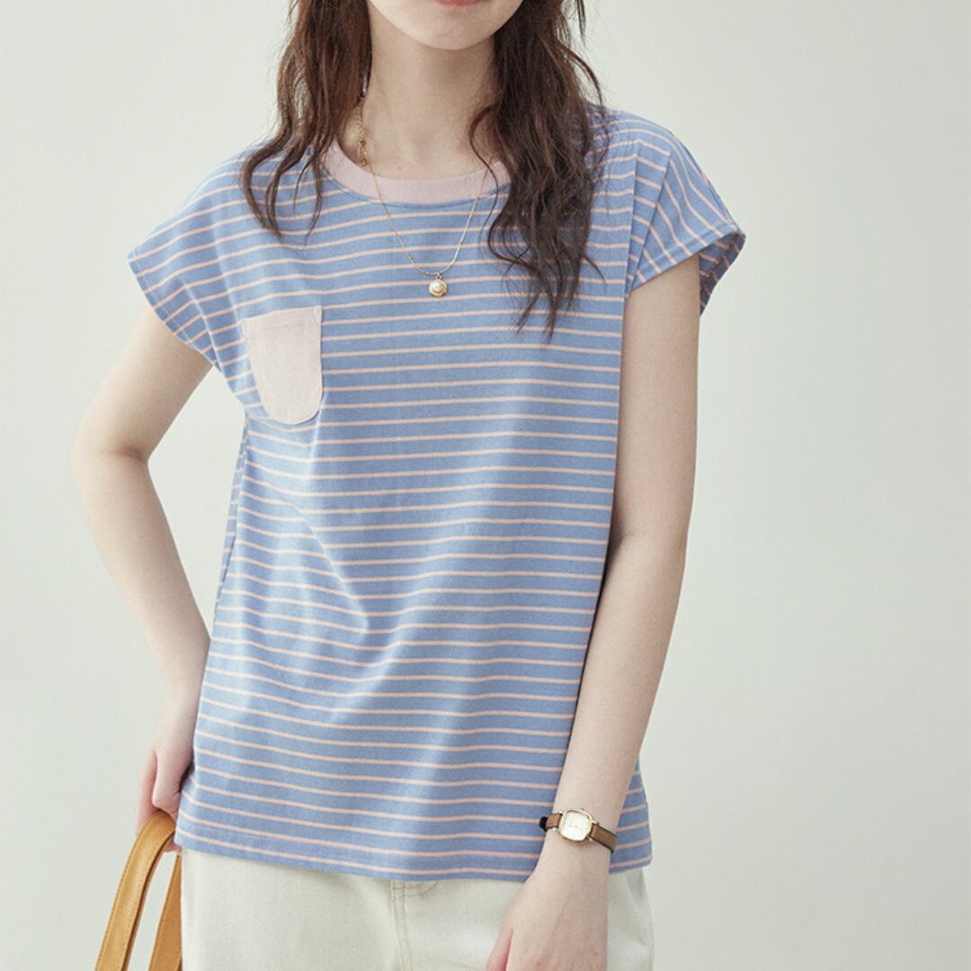 loose fitting slim striped short sleeved t shirt