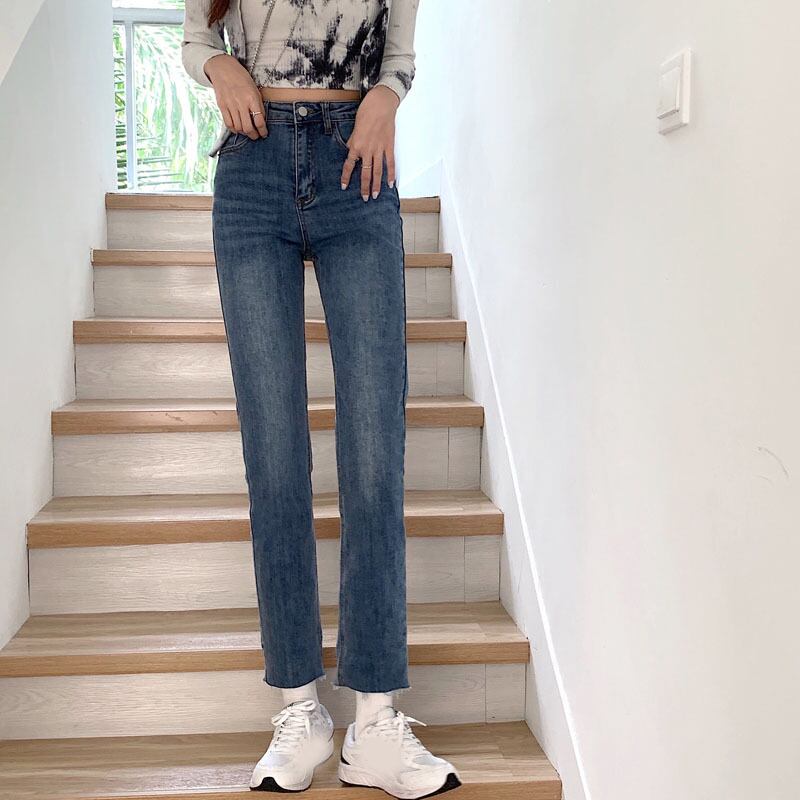 スタンダードハイウェストウェストジーンズ オータムスタイルスリムクロップドパンツ レトロ 秋物 YY-ファッション44892133642