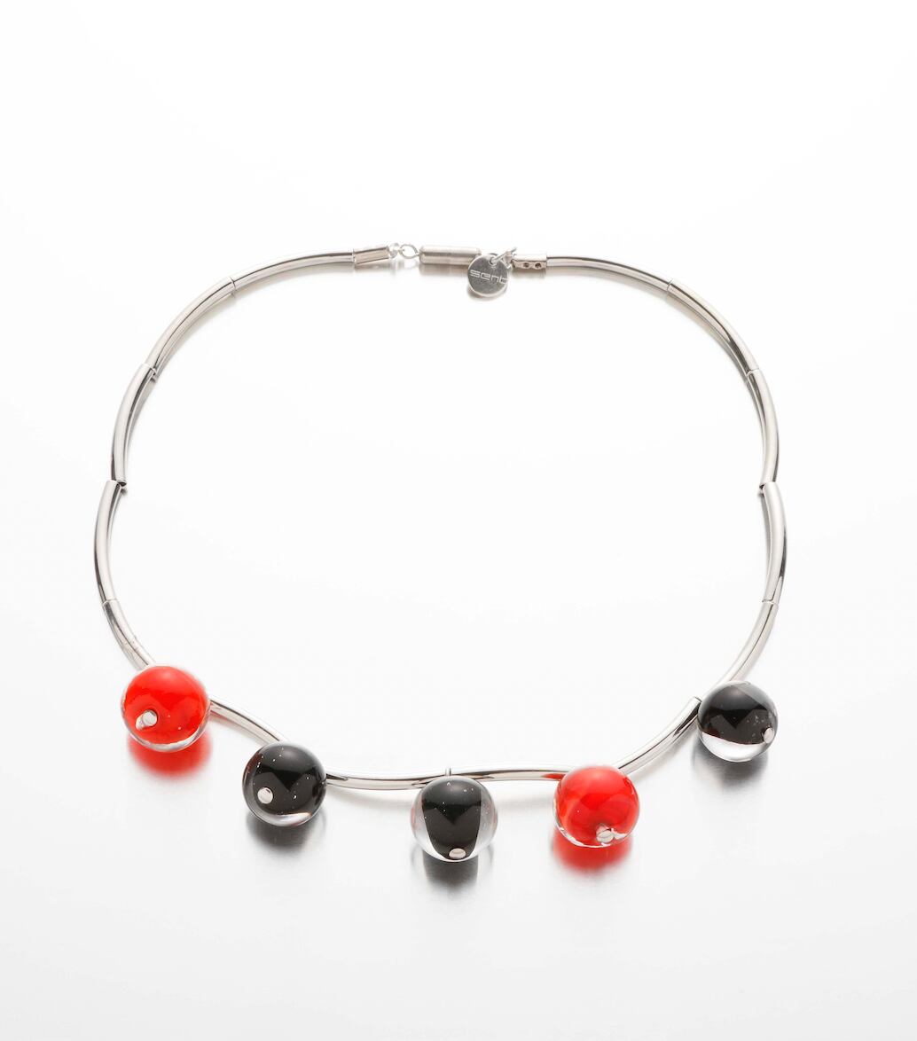 【Alessia (アレッシア)】 チョーカーネックレス (レッド&ブラック)