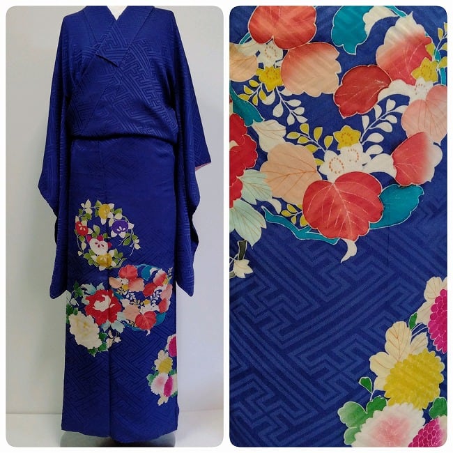 ☆アンティーク 色留袖 紫 花 豪華 三つ紋 ☆ n10 | 縁側・ちゃぶ台 お  