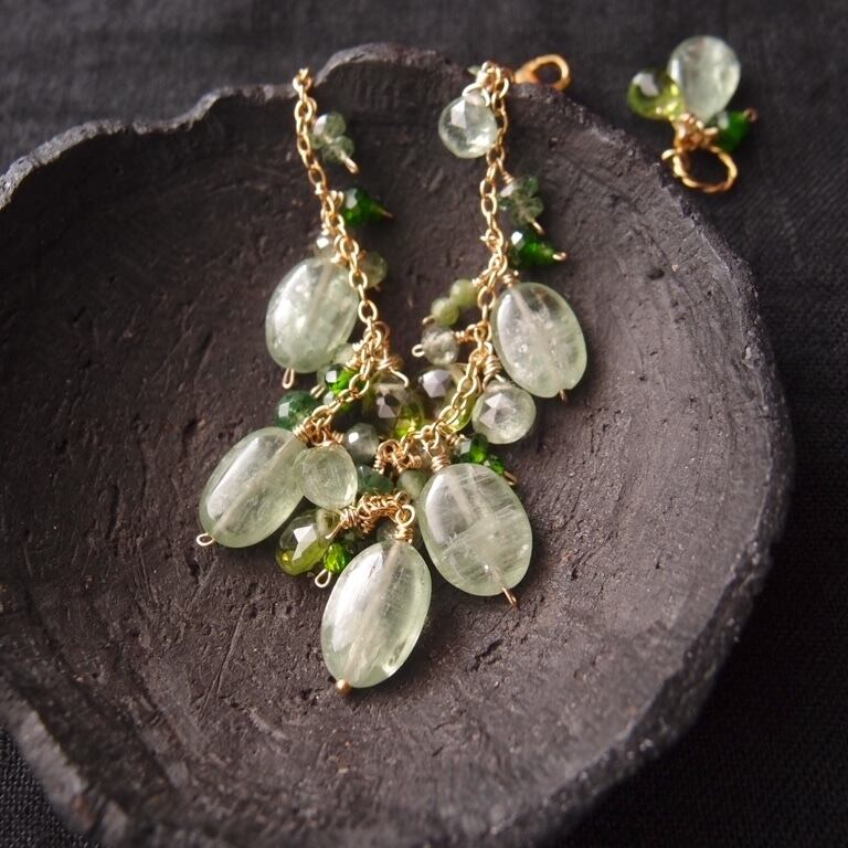 K14gf】Mixed Stone Bracelet・Green ／グリーンカイヤナイト mix