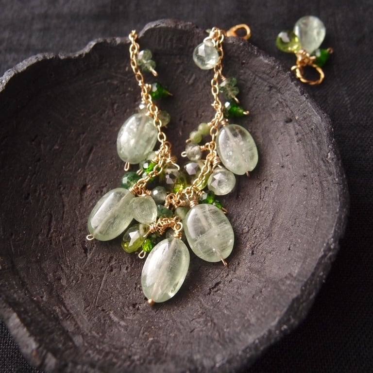 【K14gf】Mixed Stone Bracelet・Green /グリーンカイヤナイト mixブレスレット