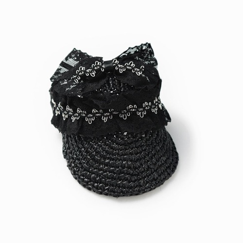 即納 Raffia sun cap ブラック