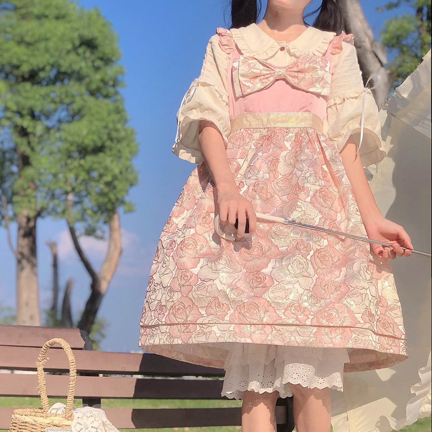 ゴスロリ通販 With U ファッション ジャンスカ ワンピース 花柄 ローズ