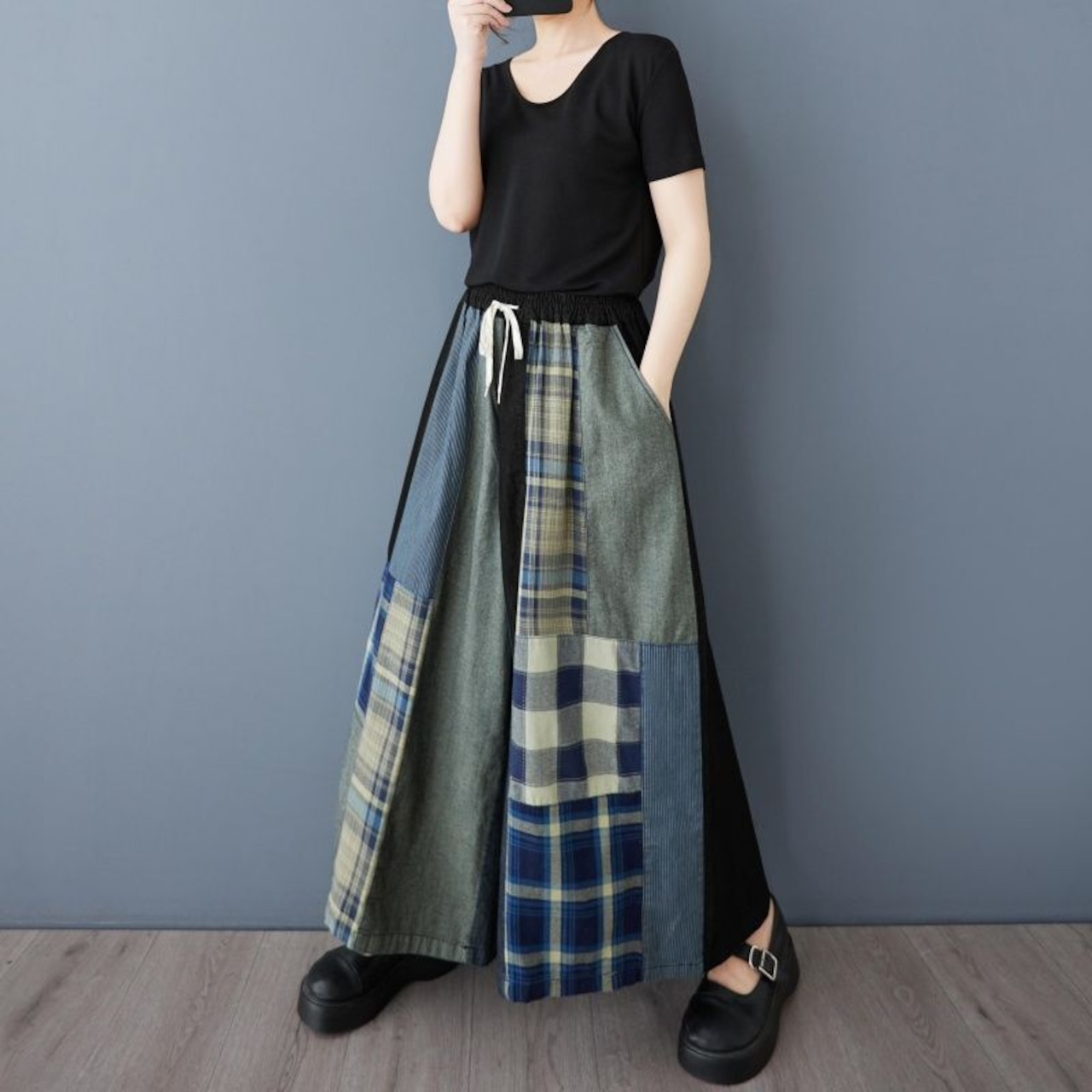 パッチワーク アート風 パンツ 00187