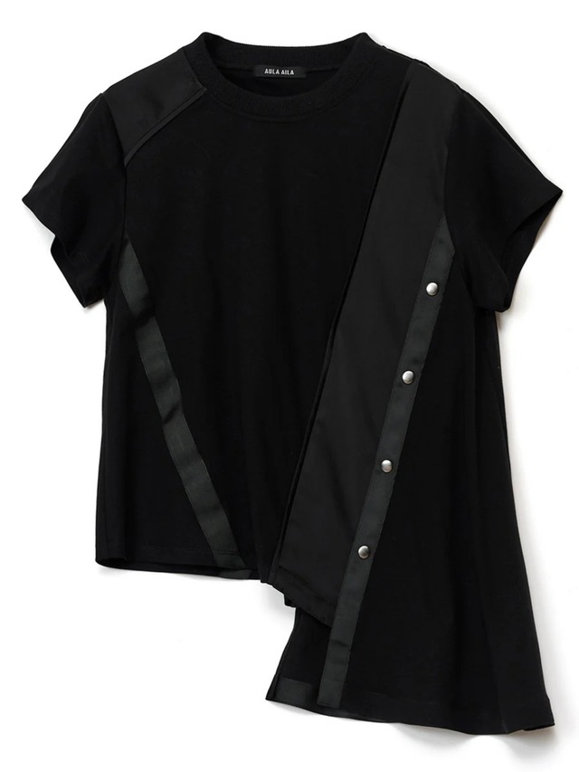 ASYMMETRY MILITARY DETAIL T-SHIRT ブラック