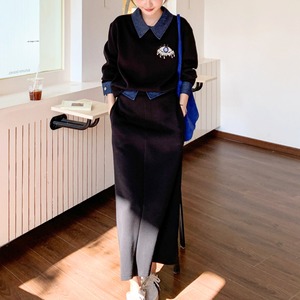Layered embroidered top & skirt set S1863