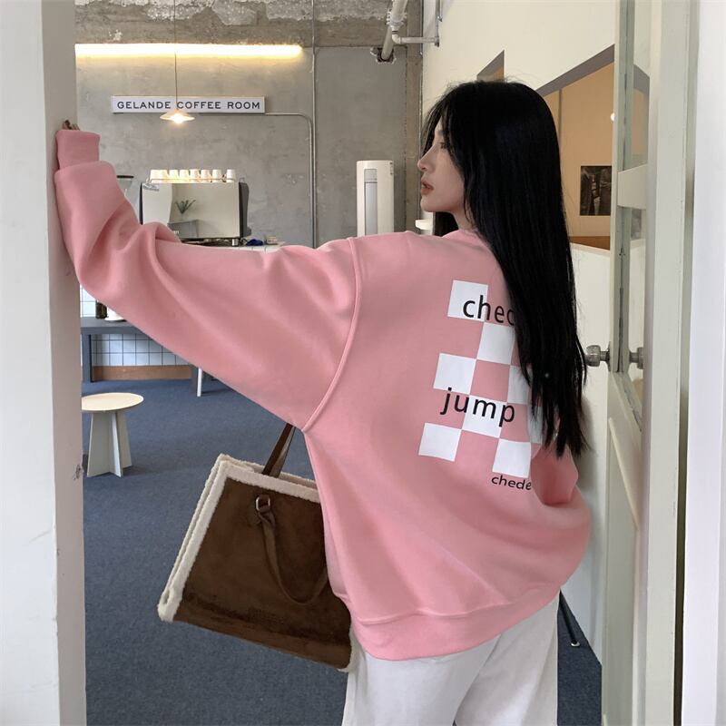 グリーンラウンドネックオータムウィンターベルベットスタイルトップス コットン 秋物 冬物 Oネック 試着室22841021089