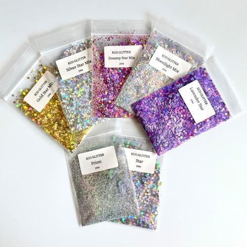 7色セット　星・月　new ECO GLITTER スター・ムーン 他 ホログラムシリーズ　　