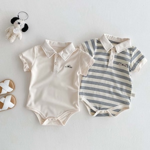 【BABY】夏新作　POLOボーダーロンパース