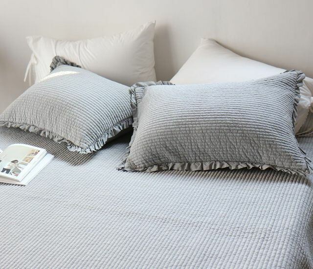 ホワイト キルティング シングル枕 Fablic interior イブル】さらさらウォッシュコットンのフリル