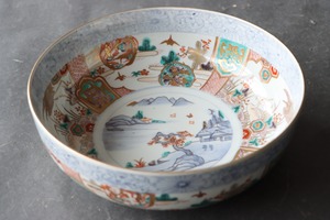 伊万里焼 色絵 双鶴鳳凰龍文 三ツ組 鉢 大/Imari bowl L