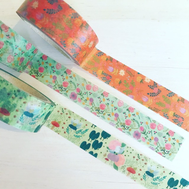 マスキングテープ MASKING TAPE <オレンジ花柄1個>