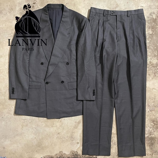〖LANVIN〗retro double wool setup suit/ランバン レトロ ダブル ウール セットアップ スーツ/lsize/#0712/osaka