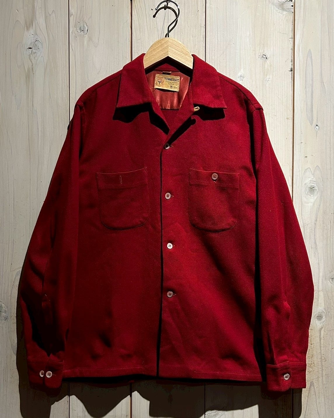 a.k.a.C.a.k.a vintage】50's “TOWNCRAFT” Vivid Red Vintage Open