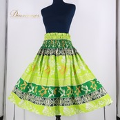 フラダンス 衣装 パウスカート グリーン系 黄緑 緑 ホヌ柄 ハワイアンプリ ント アロハ ハワイアン レッスン 練習 華やか 鮮やか かわいい シングル 明るい おしゃれ オレンジ系 ホワイト系 白 緑色 かわいい柄 フラ レッスンウェア パーティー衣装 スカート ダンス スタジオ リゾート風