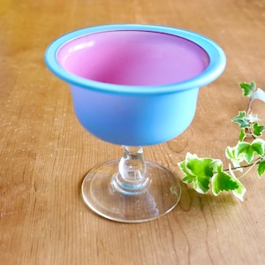 【30538】もも色とみず色のガラスの器 明治/ PInk and Blue Glass Cup /Meiji