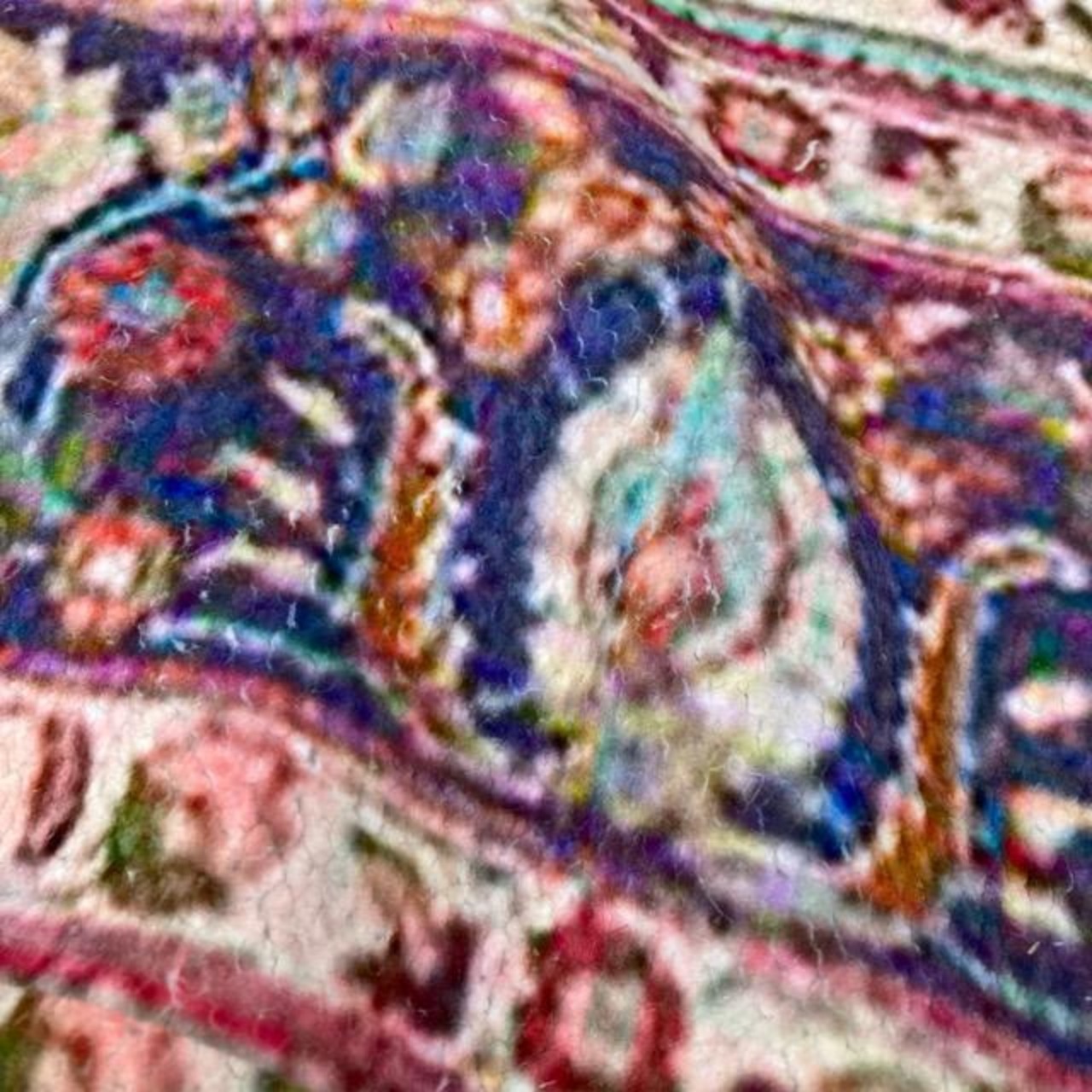 TOPANGA Homefurnishing　ペルシャプリントフロアラグマット　テヘラン　120×170cm　フロアマット　ペルシャ絨毯　ポリエステル　二人掛けソファ　テーブル