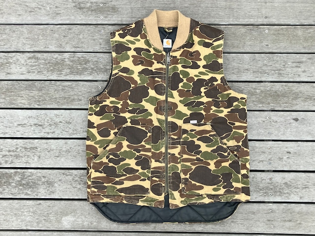 80s CARHARTT CAMO VEST LARGE TALL