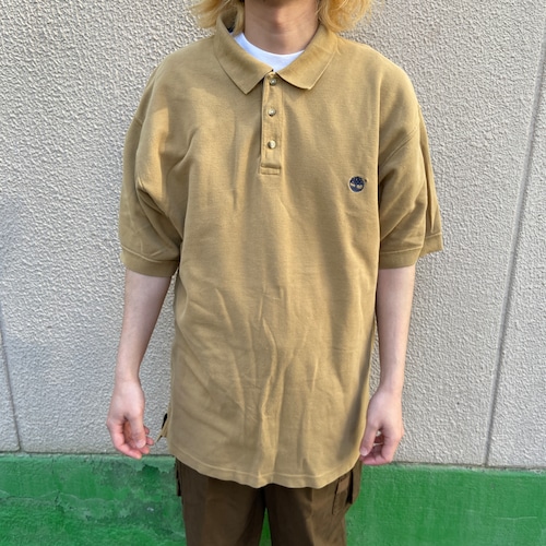 Timberland 半袖ポロシャツ　ワンポイントロゴ刺繍　ベージュ　L