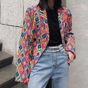 colorful diamond pattern jacket <j100346>