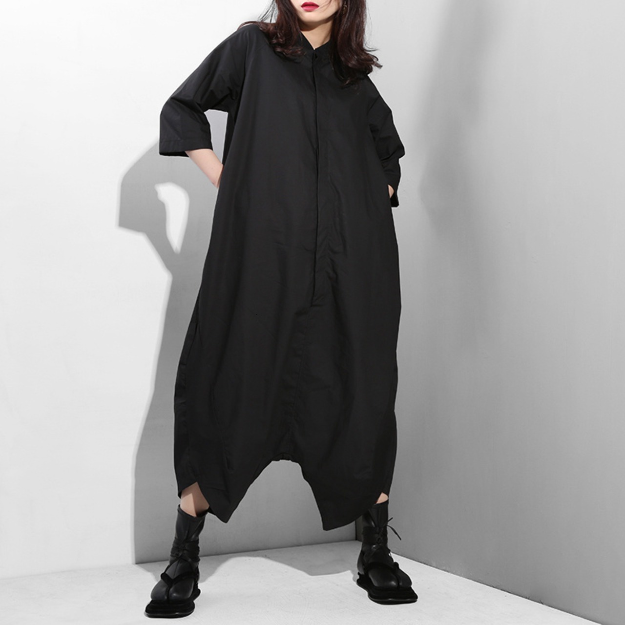 Black Wide Leg Overall / ブラック ワイドレッグ オーバーオール